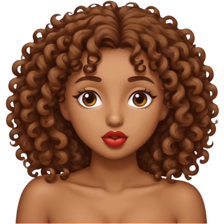 Curly hair female kissing  emoji