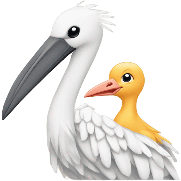 Stork with human baby emoji