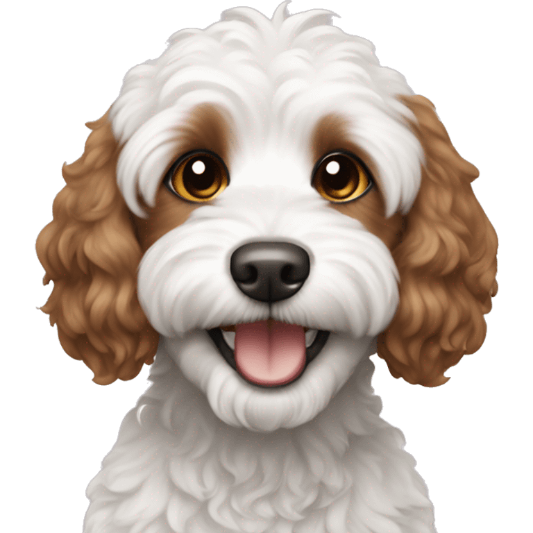 white brown cavoodle with a smile  emoji