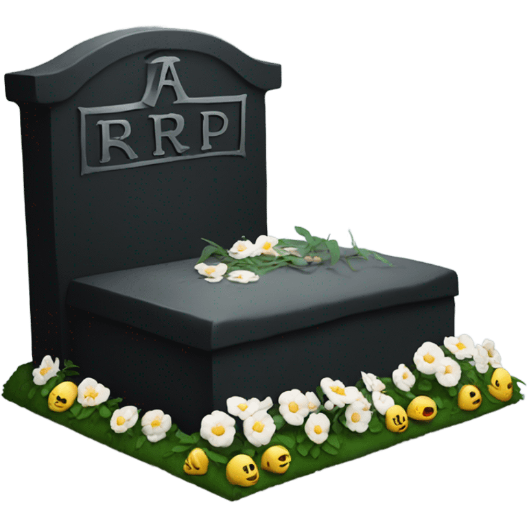 a black grave with the letters RIP emoji