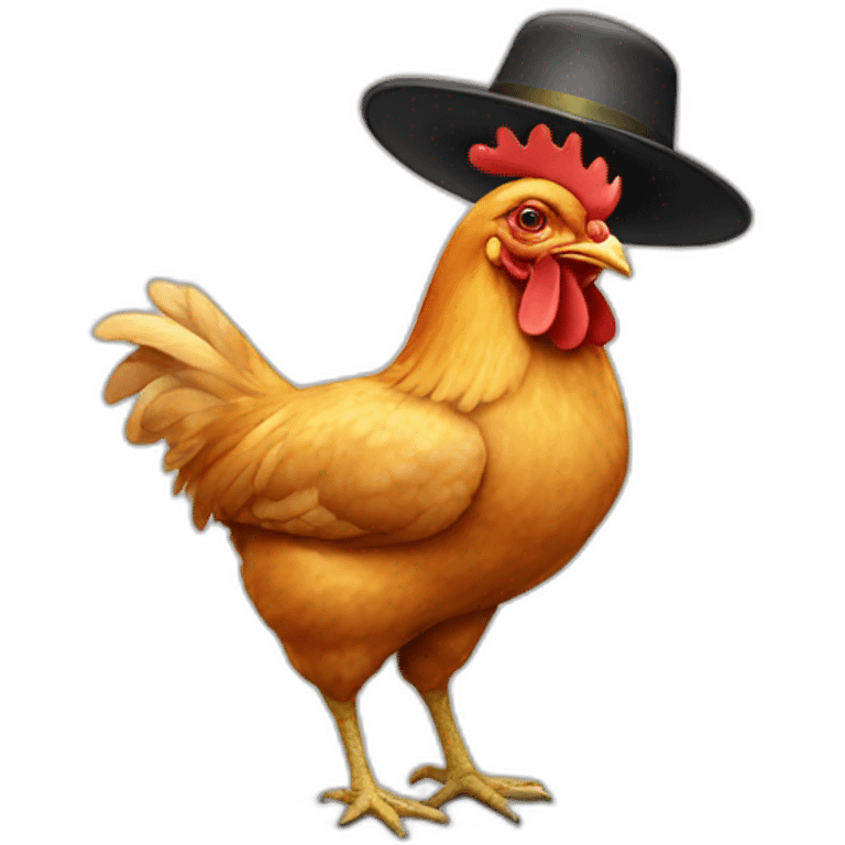 chicken wearing hat emoji