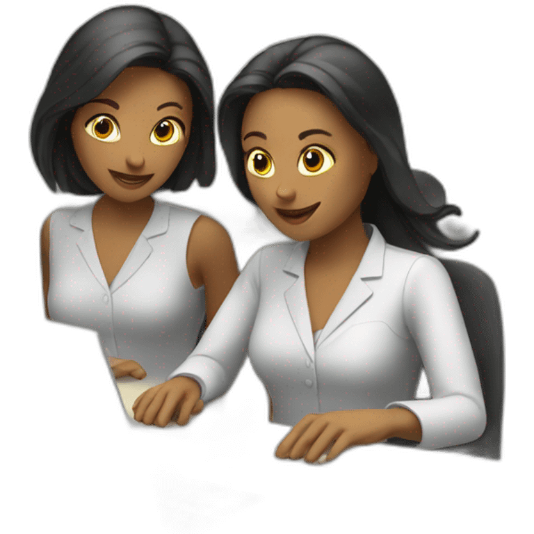 2 women working on a laptop computer emoji