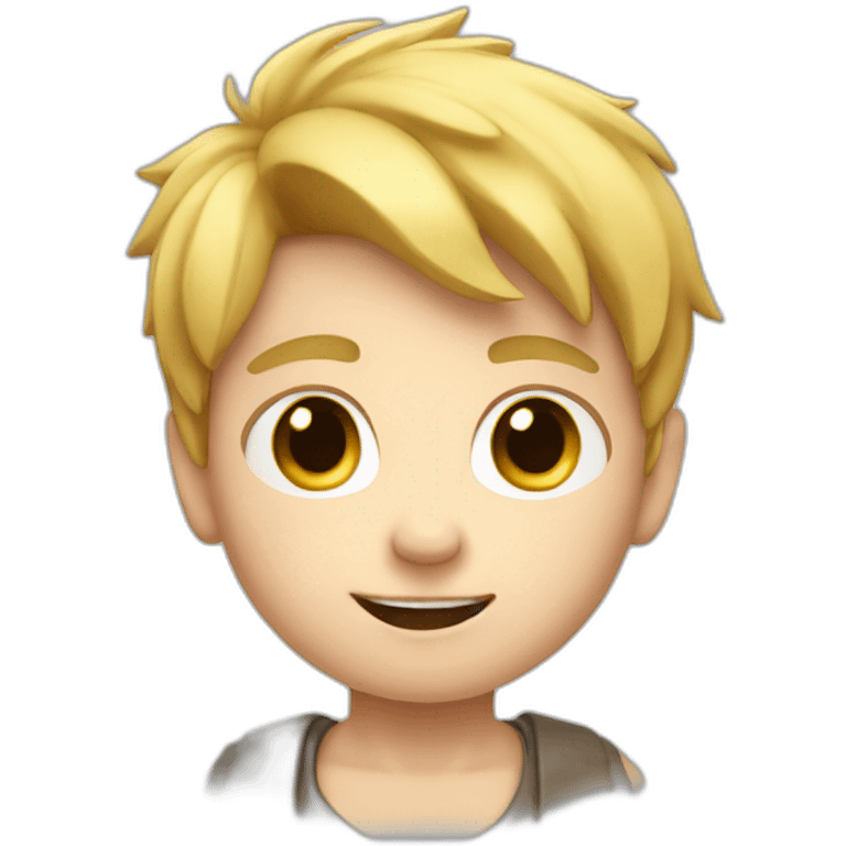 young boy, white skin, raising arms emoji