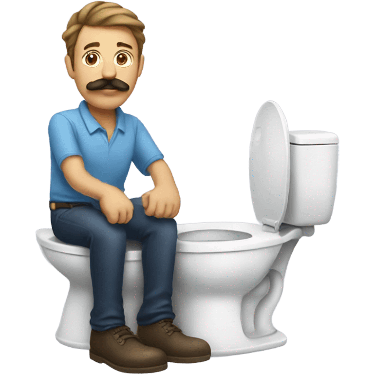 Guy with mustache on toilet emoji