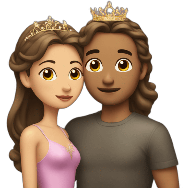 man kissing a girl with a tiara on the forehead emoji