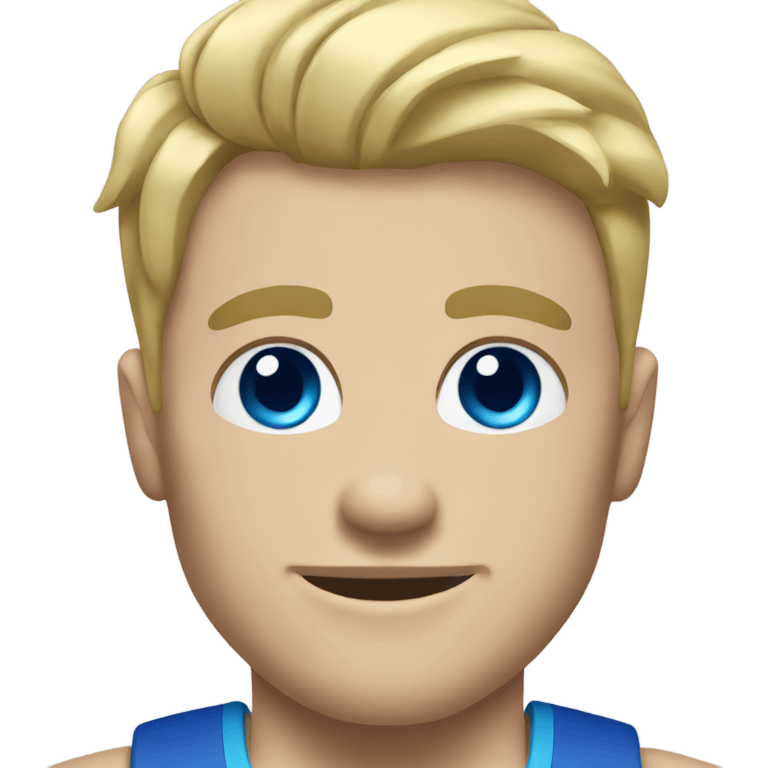 Blond blue eyes male Weightlifter emoji