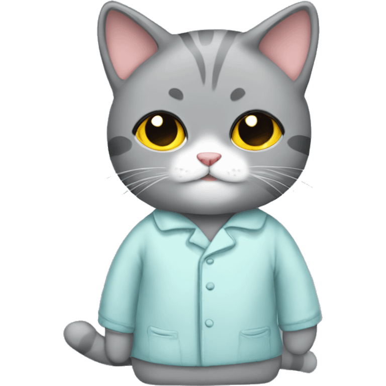 Gray cat with a pijama emoji