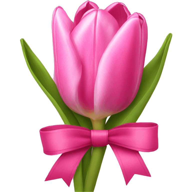 Pink tulips with a bow emoji