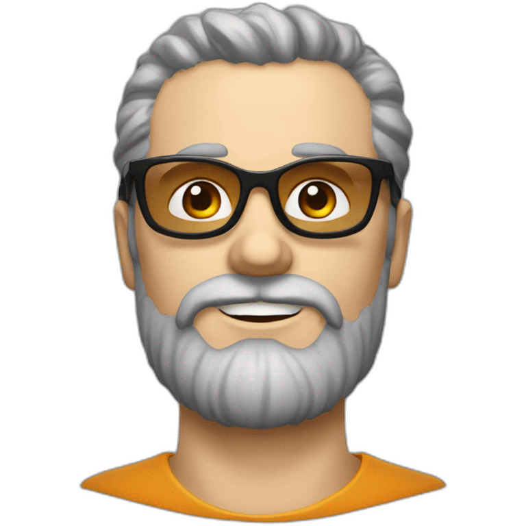 Homme chauve avec une barbe rousse et des lunettes emoji