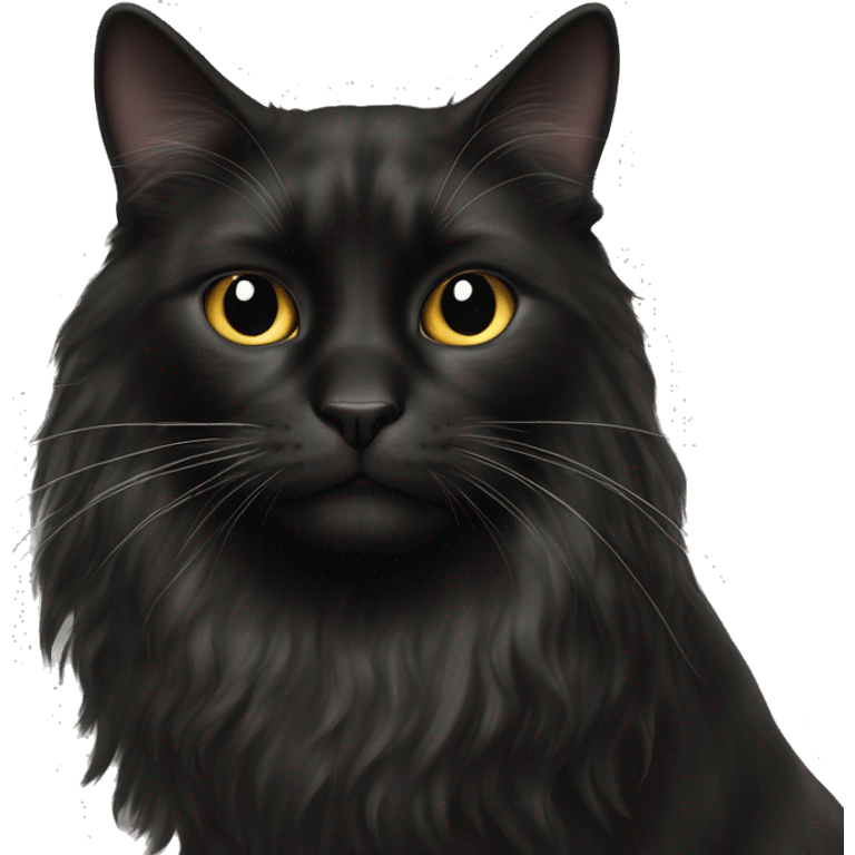 black cat domestic long-haired with white spot on the mouth emoji