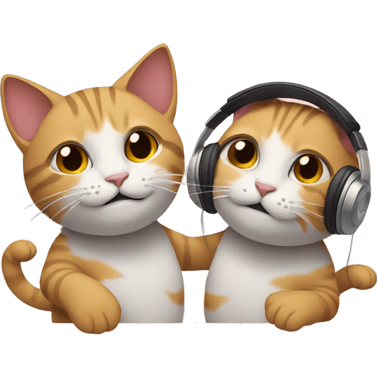 two cats listening to music emoji