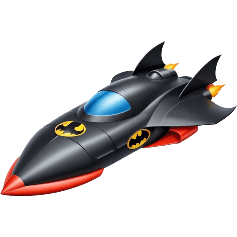 batmobile in rocket ship boom rocket at take-off  emoji