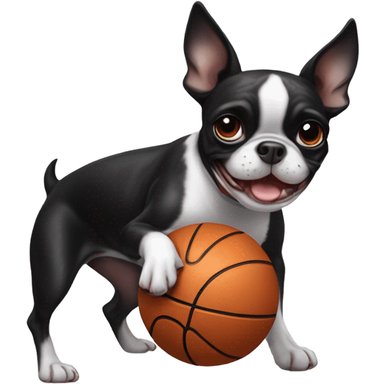 Boston terrier playing basketball emoji