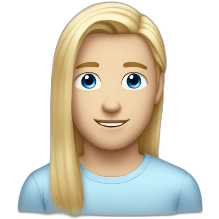 blue-eyed male teen long straight blond hair emoji