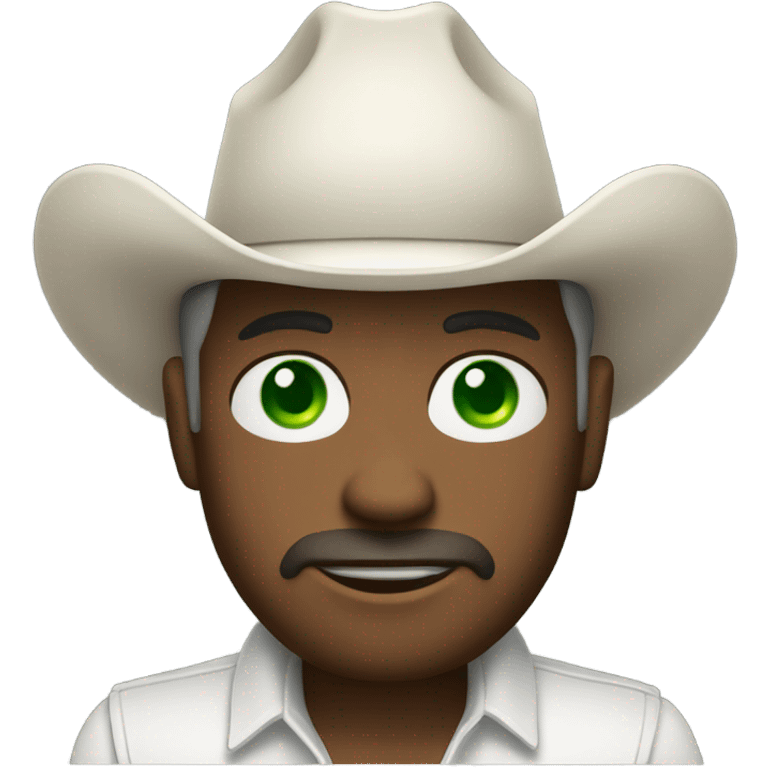 Full Body white Cowboy with green eyes  emoji