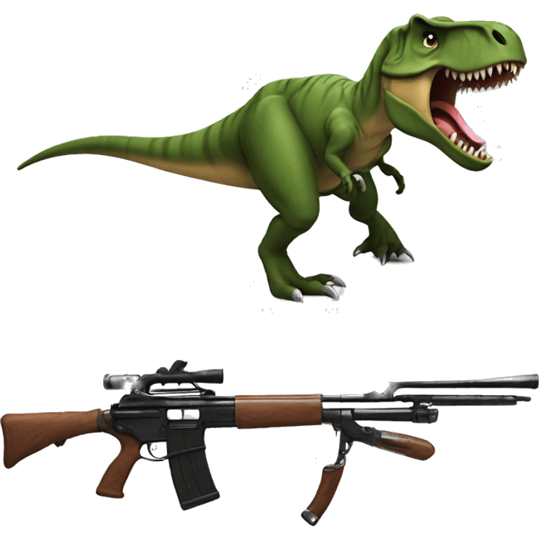 T-rex with a shotgun emoji