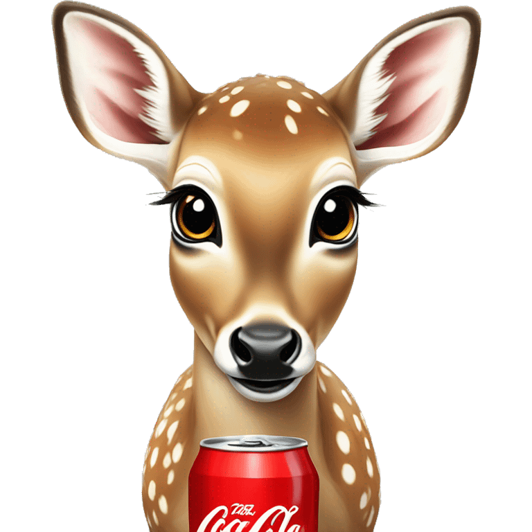 baby deer sipping on Coca Cola No Sugar emoji