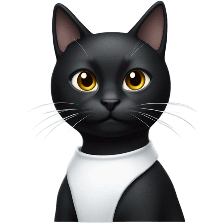 Black cat with White on torse emoji