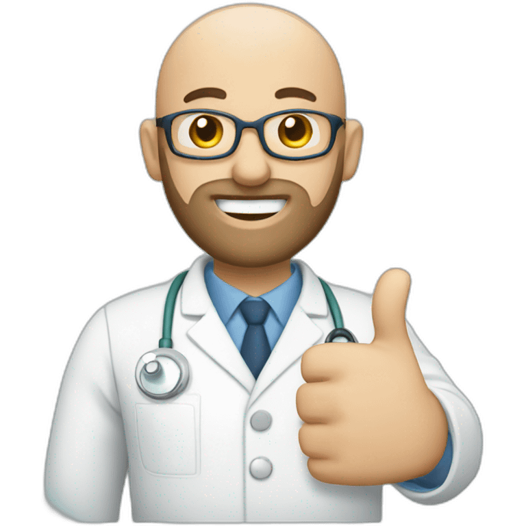 Dentist, bald man with little hair on his head and beard with thumb up emoji