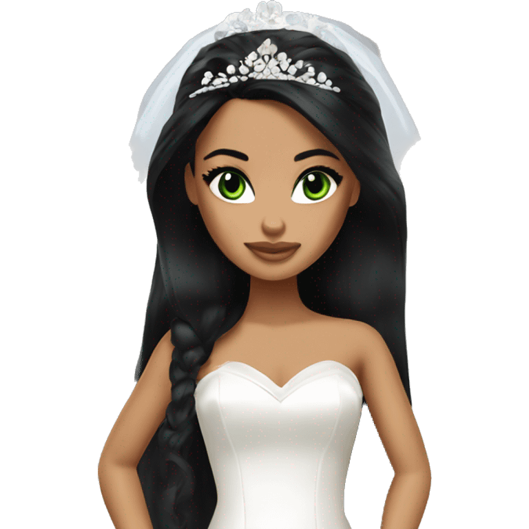 Bratz, bride, black hair, olive skin, green eyes emoji