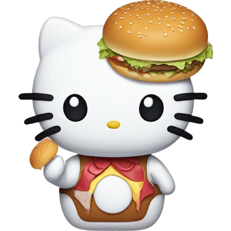 hello kitty holding a burger  emoji