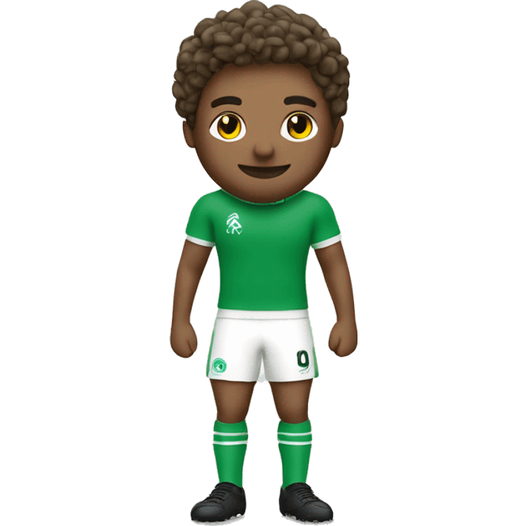 un joueur de foot en maillot vert et blanc emoji