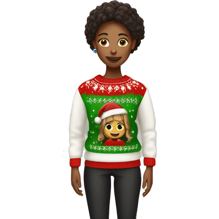 Girl with ugly Christmas sweater  emoji