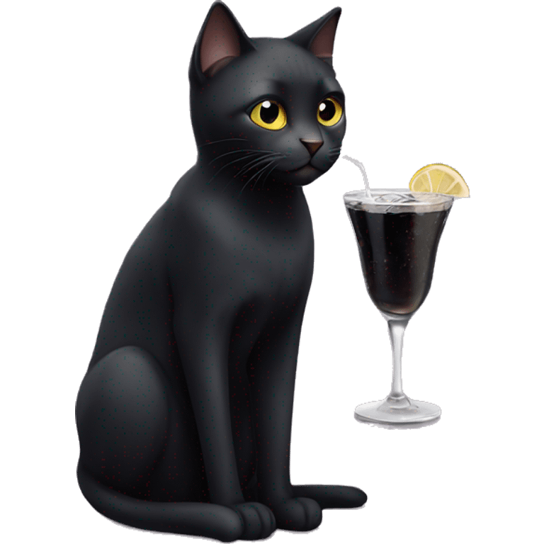 black cat with drink  emoji