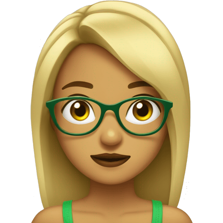 Chica con lentes y ojos verdes emoji