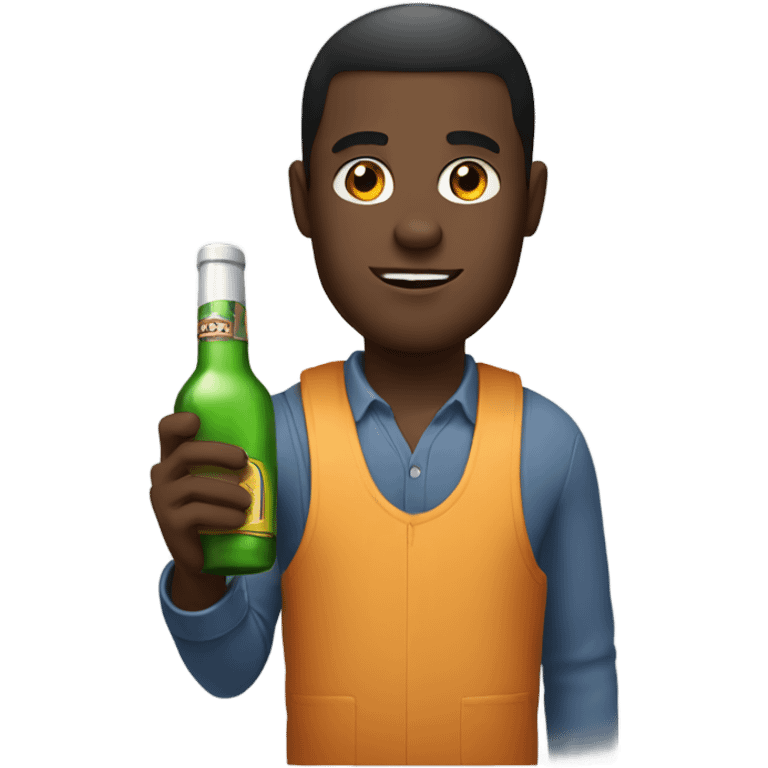 Black guy holding alcohol bottle emoji