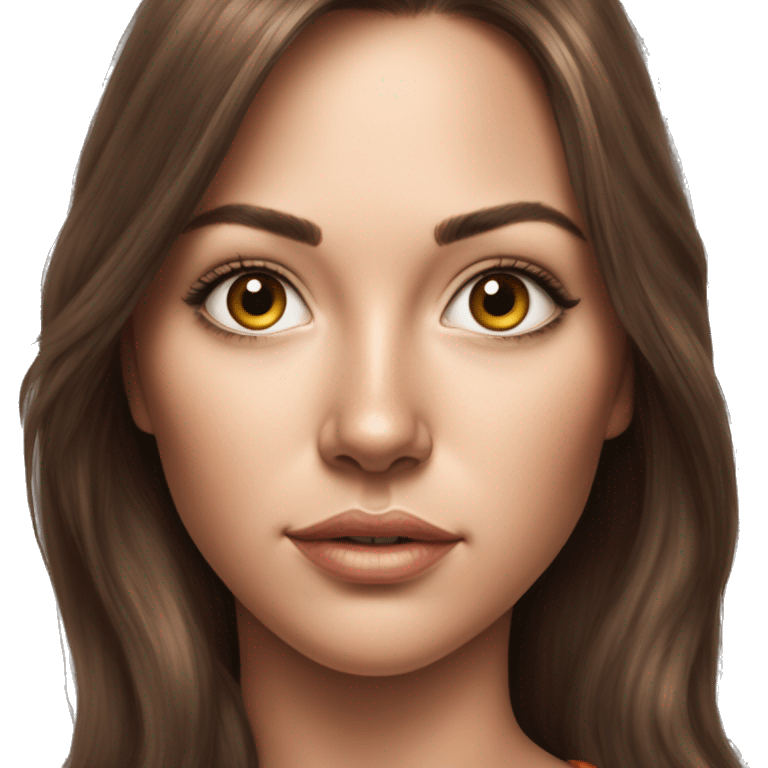 Hyperrealistic pencil drawing of a sporty sexy girl with brown hair looking pensive emoji