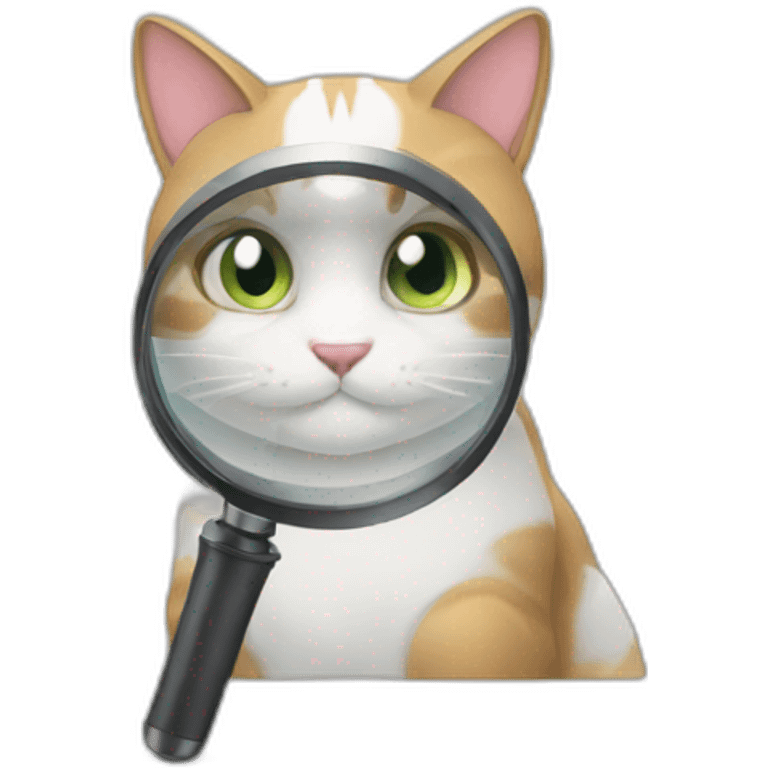 cat using magnifier emoji