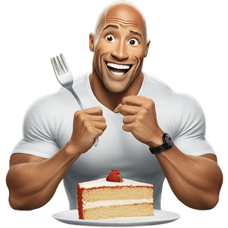 Dwayne Johnson eating cake emoji