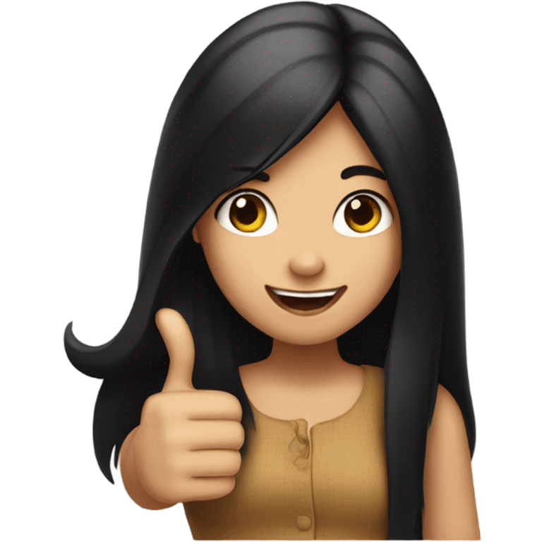 a girl with long black hair thumbs up emoji