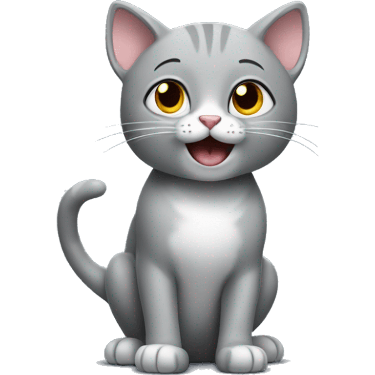 grey kitty play with mouse emoji