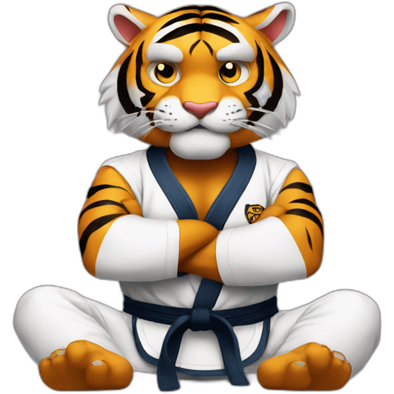 Tiger with evil face   jiu jitsu with his arms crossed emoji