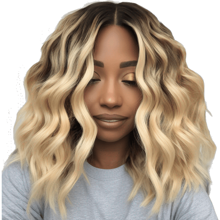 Blonde balayage long hair women emoji