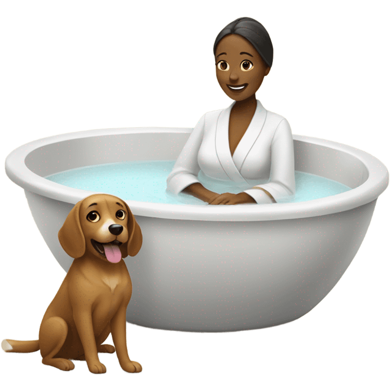 Dog and Woman taking spa emoji