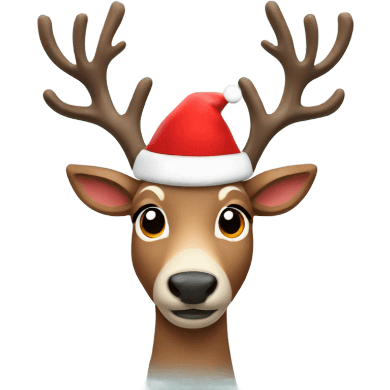 Reindeer with red Santa hat emoji