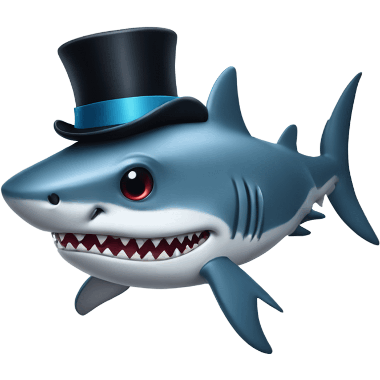 Shark with a top hat emoji