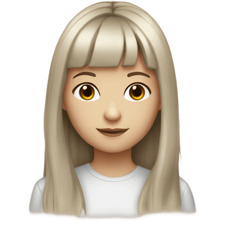 Brown haired white girl with bangs and long hair emoji