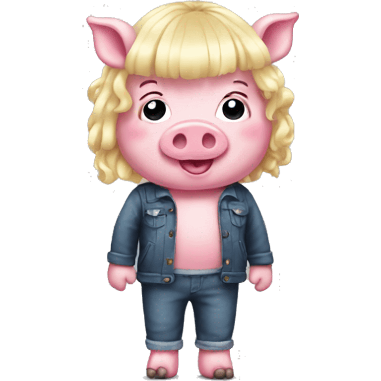 full body oily pink pig wearing a blonde wig emoji