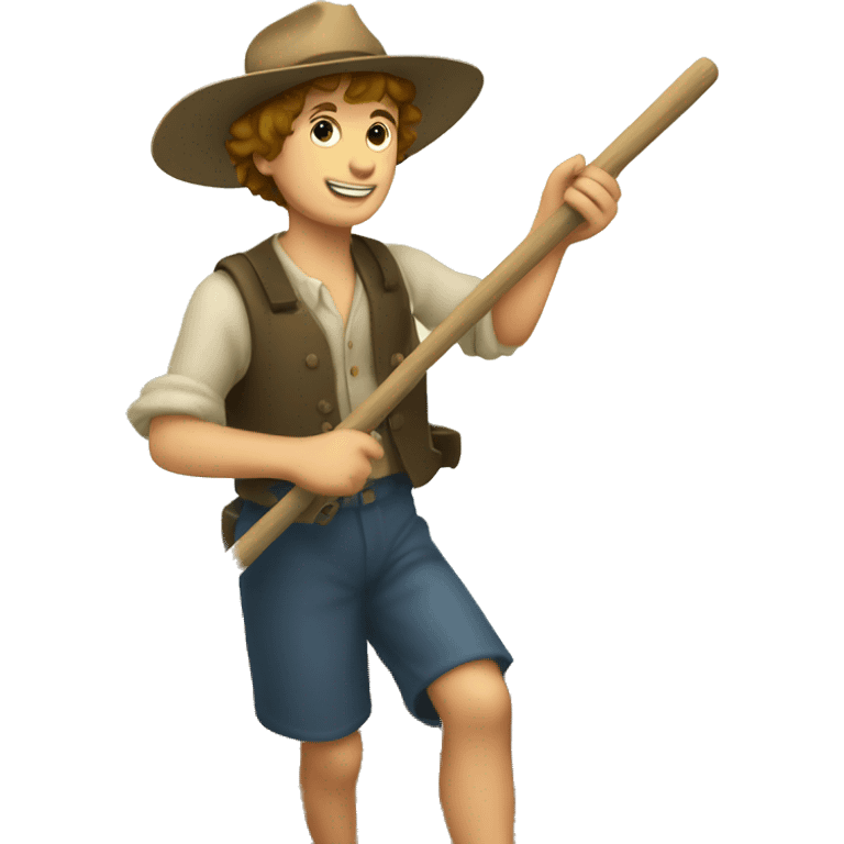 tom sawyer crossing a river on a raft  emoji