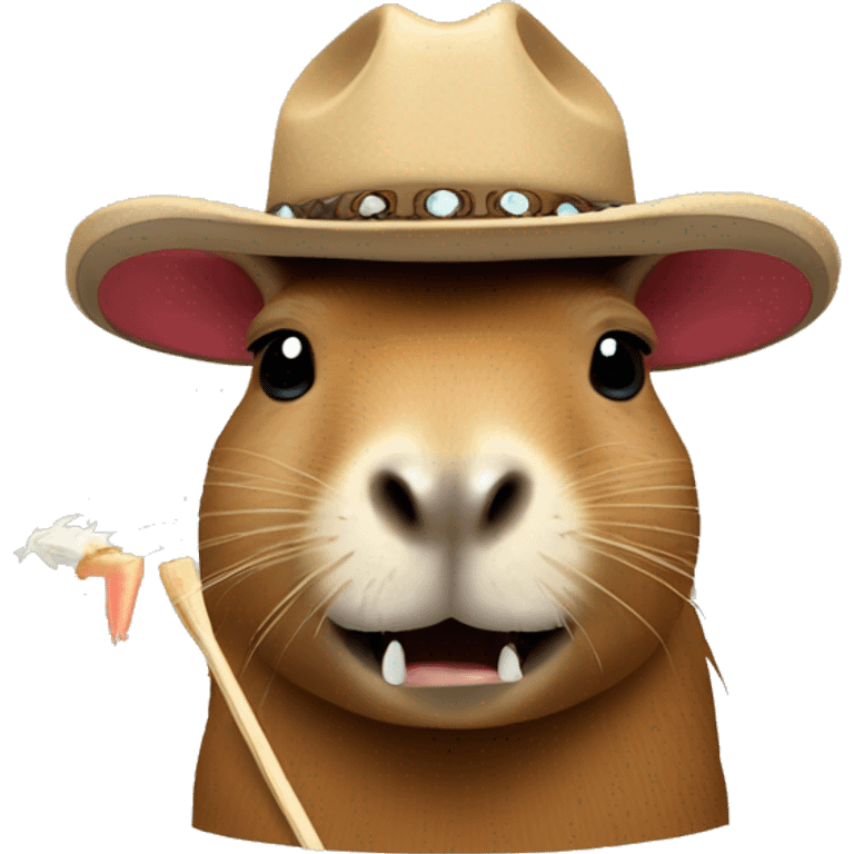 capybara with a cowboy hat and a tooth pick in mouth emoji