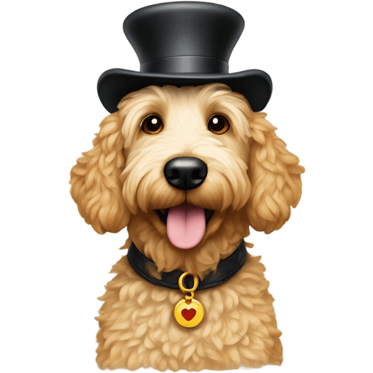 Golden doodle with Mickey Mouse hat emoji