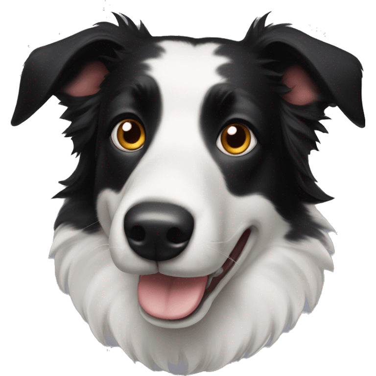 Black border collie face dog with Semi-pricked ears emoji