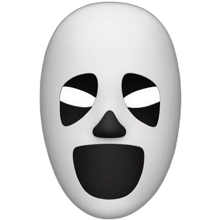 black mask with letters FM on the mask emoji