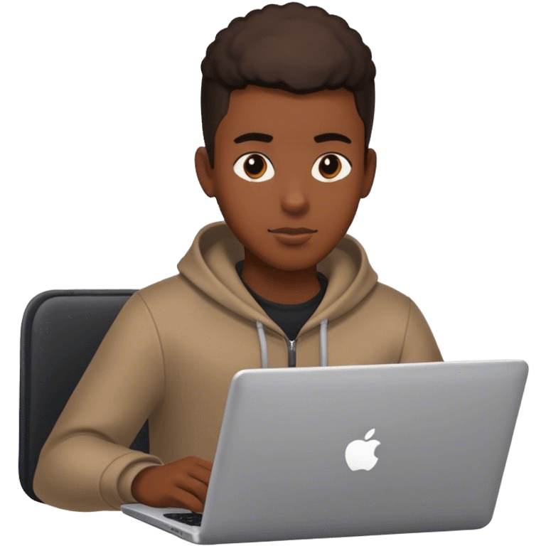 black young man writing code on a laptop emoji