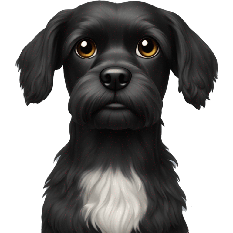 realistic dog with facial hair black maltese emoji