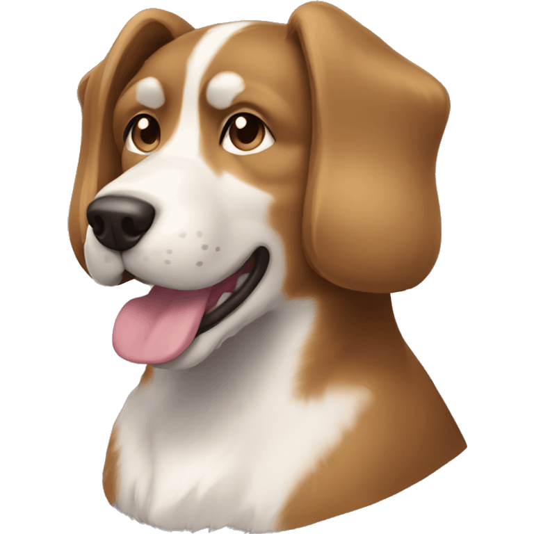 kokoni dog light brown and white, furry ears and neck with underbite emoji